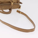 Miu Miu Hand Bag Leather 2way Beige Gold Auth 167657M-9