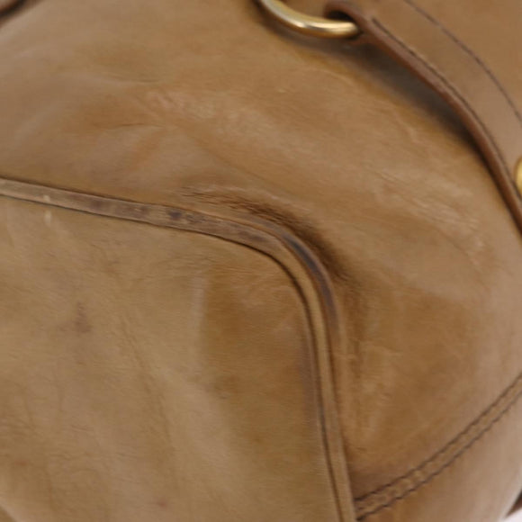 Miu Miu Hand Bag Leather 2way Beige Gold Auth 167657M