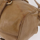 Miu Miu Hand Bag Leather 2way Beige Gold Auth 167657M-21