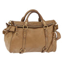 Miu Miu Hand Bag Leather 2way Beige Gold Auth 167657M-1