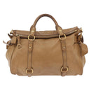 Miu Miu Hand Bag Leather 2way Beige Gold Auth 167657M-13