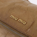 Miu Miu Hand Bag Leather 2way Beige Gold Auth 167657M-23