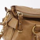 Miu Miu Hand Bag Leather 2way Beige Gold Auth 167657M-24
