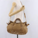 Miu Miu Hand Bag Leather 2way Beige Gold Auth 167657M-30