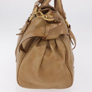 Miu Miu Hand Bag Leather 2way Beige Gold Auth 167657M-3