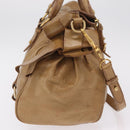 Miu Miu Hand Bag Leather 2way Beige Gold Auth 167657M-5