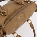 Miu Miu Hand Bag Leather 2way Beige Gold Auth 167657M-14