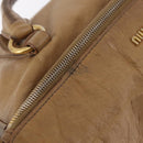Miu Miu Hand Bag Leather 2way Beige Gold Auth 167657M-15