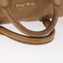 Miu Miu Hand Bag Leather 2way Beige Gold Auth 167657M-7