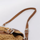 Miu Miu Hand Bag Raffia 2way Brown Silver Auth 167658M-15