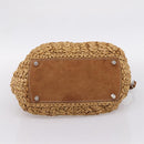 Miu Miu Hand Bag Raffia 2way Brown Silver Auth 167658M-5