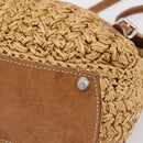 Miu Miu Hand Bag Raffia 2way Brown Silver Auth 167658M-16
