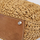 Miu Miu Hand Bag Raffia 2way Brown Silver Auth 167658M-18