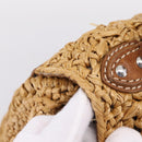 Miu Miu Hand Bag Raffia 2way Brown Silver Auth 167658M-22