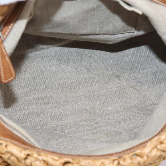 Miu Miu Hand Bag Raffia 2way Brown Silver Auth 167658M