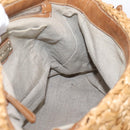 Miu Miu Hand Bag Raffia 2way Brown Silver Auth 167658M-24