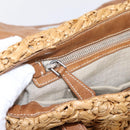 Miu Miu Hand Bag Raffia 2way Brown Silver Auth 167658M-26
