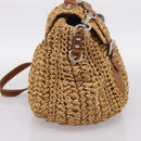 Miu Miu Hand Bag Raffia 2way Brown Silver Auth 167658M-3