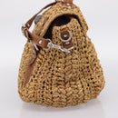 Miu Miu Hand Bag Raffia 2way Brown Silver Auth 167658M-4