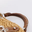 Miu Miu Hand Bag Raffia 2way Brown Silver Auth 167658M-14