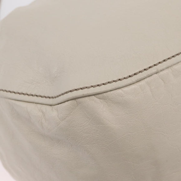 Miu Miu Hand Bag Leather 2way White Gold Auth 167659M