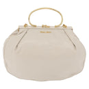 Miu Miu Hand Bag Leather 2way White Gold Auth 167659M-2
