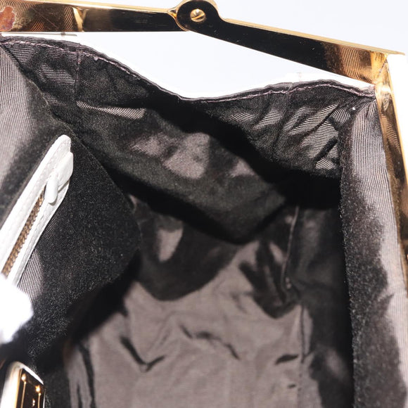 Miu Miu Hand Bag Leather 2way White Gold Auth 167659M