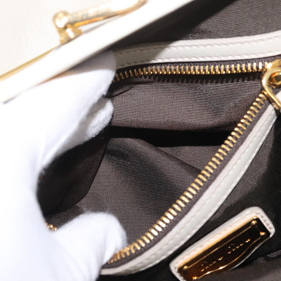 Miu Miu Hand Bag Leather 2way White Gold Auth 167659M
