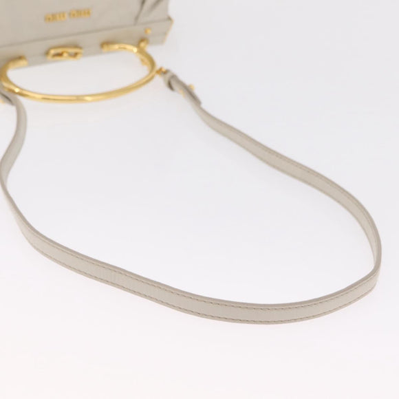 Miu Miu Hand Bag Leather 2way White Gold Auth 167659M