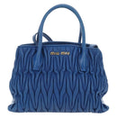Miu Miu Matelasse Hand Bag Leather 2way Blue Gold Auth 167661M-13