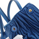 Miu Miu Matelasse Hand Bag Leather 2way Blue Gold Auth 167661M-24