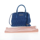 Miu Miu Matelasse Hand Bag Leather 2way Blue Gold Auth 167661M-12