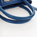 Miu Miu Matelasse Hand Bag Leather 2way Blue Gold Auth 167661M-6