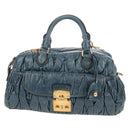 Miu Miu Matelasse Hand Bag Leather 2way Blue Gold Auth 167662M-13