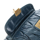 Miu Miu Matelasse Hand Bag Leather 2way Blue Gold Auth 167662M-23