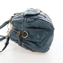 Miu Miu Matelasse Hand Bag Leather 2way Blue Gold Auth 167662M-3