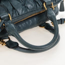 Miu Miu Matelasse Hand Bag Leather 2way Blue Gold Auth 167662M-7