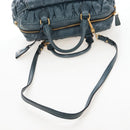 Miu Miu Matelasse Hand Bag Leather 2way Blue Gold Auth 167662M-8