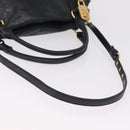 Miu Miu Hand Bag Leather 2way Black Gold Auth 167663M-9