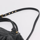 Miu Miu Hand Bag Leather 2way Black Gold Auth 167663M-15