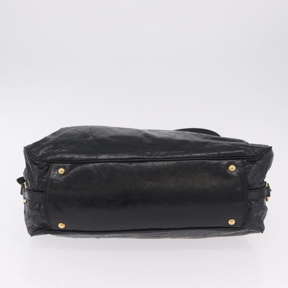 Miu Miu Hand Bag Leather 2way Black Gold Auth 167663M