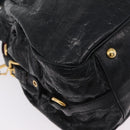 Miu Miu Hand Bag Leather 2way Black Gold Auth 167663M-20