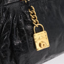 Miu Miu Hand Bag Leather 2way Black Gold Auth 167663M-23