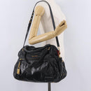 Miu Miu Hand Bag Leather 2way Black Gold Auth 167663M-29