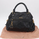 Miu Miu Hand Bag Leather 2way Black Gold Auth 167663M-12