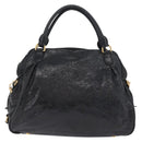 Miu Miu Hand Bag Leather 2way Black Gold Auth 167663M-2