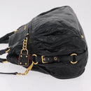 Miu Miu Hand Bag Leather 2way Black Gold Auth 167663M-4