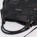 Miu Miu Hand Bag Leather 2way Black Gold Auth 167663M-6