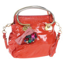 Miu Miu Hand Bag Patent leather 2way Orange Gold Auth 167664A-1