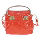 Miu Miu Hand Bag Patent leather 2way Orange Gold Auth 167664A-2